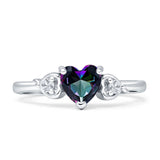 Three Stone Heart Promise Ring Cubic Zirconia 925 Sterling Silver