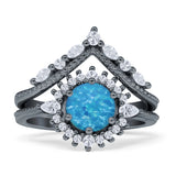 Two Piece Round Halo Bridal Ring Cubic Zirconia 925 Sterling Silver