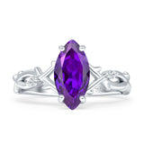 Marquise Split Shank Infinity Twisted Ring Cubic Zirconia 925 Sterling Silver