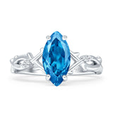 Marquise Split Shank Infinity Twisted Ring Cubic Zirconia 925 Sterling Silver
