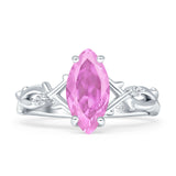 Marquise Split Shank Infinity Twisted Ring Cubic Zirconia 925 Sterling Silver
