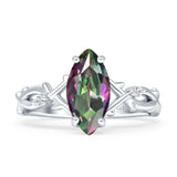 Marquise Split Shank Infinity Twisted Ring Cubic Zirconia 925 Sterling Silver