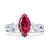 Marquise Split Shank Infinity Twisted Ring Cubic Zirconia 925 Sterling Silver