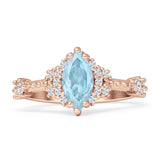Marquise Halo Beaded Ring Cubic Zirconia 925 Sterling Silver