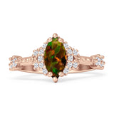 Marquise Halo Beaded Ring Cubic Zirconia 925 Sterling Silver