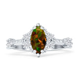 Marquise Halo Beaded Ring Cubic Zirconia 925 Sterling Silver