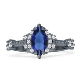 Marquise Halo Beaded Ring Cubic Zirconia 925 Sterling Silver