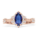 Marquise Halo Beaded Ring Cubic Zirconia 925 Sterling Silver