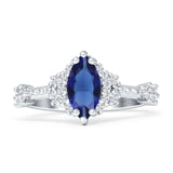 Marquise Halo Beaded Ring Cubic Zirconia 925 Sterling Silver