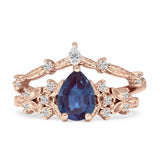 Two Piece Pear Teardrop Bridal Ring