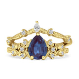 Two Piece Pear Teardrop Bridal Ring