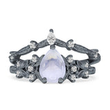 Two Piece Pear Teardrop Bridal Ring