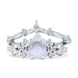 Two Piece Pear Teardrop Bridal Ring