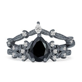 Two Piece Pear Teardrop Bridal Ring