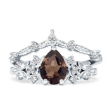 Two Piece Pear Teardrop Bridal Ring