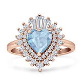 Heart Halo Cubic Zirconia Bridal Promise Ring 925 Sterling Silver