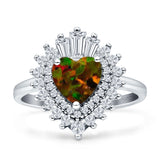 Heart Halo Cubic Zirconia Bridal Promise Ring 925 Sterling Silver