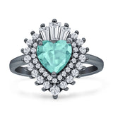 Heart Halo Cubic Zirconia Bridal Promise Ring 925 Sterling Silver