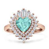 Heart Halo Cubic Zirconia Bridal Promise Ring 925 Sterling Silver
