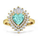 Heart Halo Cubic Zirconia Bridal Promise Ring 925 Sterling Silver
