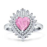 Heart Halo Cubic Zirconia Bridal Promise Ring 925 Sterling Silver