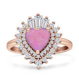 Heart Halo Cubic Zirconia Bridal Promise Ring 925 Sterling Silver