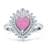 Heart Halo Cubic Zirconia Bridal Promise Ring 925 Sterling Silver