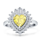 Heart Halo Cubic Zirconia Bridal Promise Ring 925 Sterling Silver