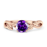 Budding Willow Solitaire Ring Round Cubic Zirconia 925 Sterling Silver