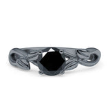 Budding Willow Solitaire Ring Round Cubic Zirconia 925 Sterling Silver
