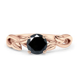 Budding Willow Solitaire Ring Round Cubic Zirconia 925 Sterling Silver