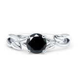 Budding Willow Solitaire Ring Round Cubic Zirconia 925 Sterling Silver