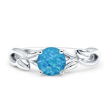 Budding Willow Solitaire Ring Round Cubic Zirconia 925 Sterling Silver