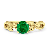 Budding Willow Solitaire Ring Round Cubic Zirconia 925 Sterling Silver