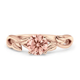 Budding Willow Solitaire Ring Round Cubic Zirconia 925 Sterling Silver