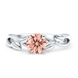 Budding Willow Solitaire Ring Round Cubic Zirconia 925 Sterling Silver