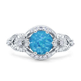 Art Deco Ring Sunflower Design Round Cubic Zirconia 925 Sterling Silver