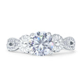 Vintage Style Sunflower Marquise Round Cubic Zirconia Ring 925 Sterling Silver