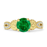 Vintage Style Sunflower Marquise Round Cubic Zirconia Ring 925 Sterling Silver