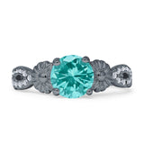 Vintage Style Sunflower Marquise Round Cubic Zirconia Ring 925 Sterling Silver
