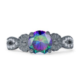 Vintage Style Sunflower Marquise Round Cubic Zirconia Ring 925 Sterling Silver