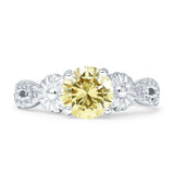 Vintage Style Sunflower Marquise Round Cubic Zirconia Ring 925 Sterling Silver