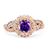 Sunflower Ring Infinity Twisted Round Cubic Zirconia 925 Sterling Silver