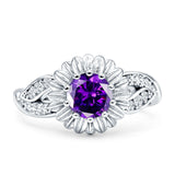 Sunflower Ring Infinity Twisted Round Cubic Zirconia 925 Sterling Silver
