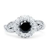 Sunflower Ring Infinity Twisted Round Cubic Zirconia 925 Sterling Silver