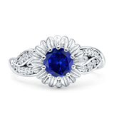 Sunflower Ring Infinity Twisted Round Cubic Zirconia 925 Sterling Silver