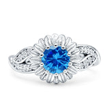 Sunflower Ring Infinity Twisted Round Cubic Zirconia 925 Sterling Silver