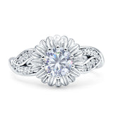 Sunflower Ring Infinity Twisted Round Cubic Zirconia 925 Sterling Silver