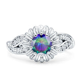Sunflower Ring Infinity Twisted Round Cubic Zirconia 925 Sterling Silver