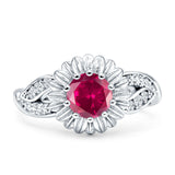 Sunflower Ring Infinity Twisted Round Cubic Zirconia 925 Sterling Silver